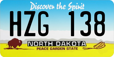 ND license plate HZG138