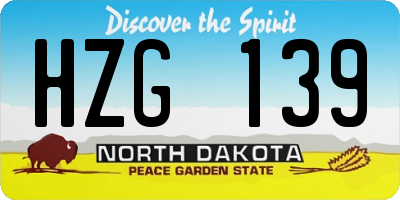 ND license plate HZG139