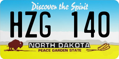 ND license plate HZG140