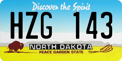 ND license plate HZG143