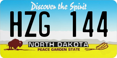 ND license plate HZG144