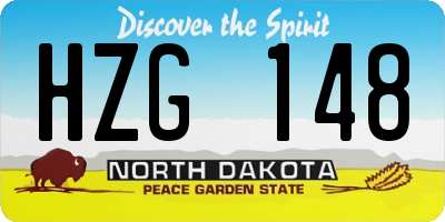 ND license plate HZG148