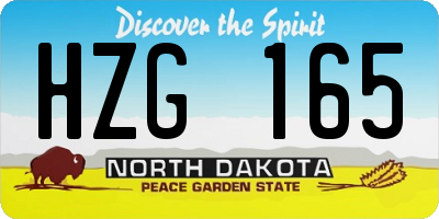 ND license plate HZG165