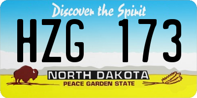 ND license plate HZG173