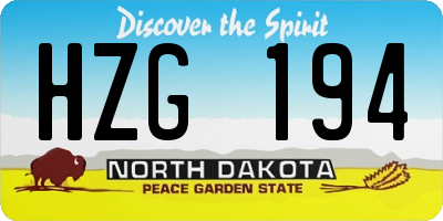 ND license plate HZG194