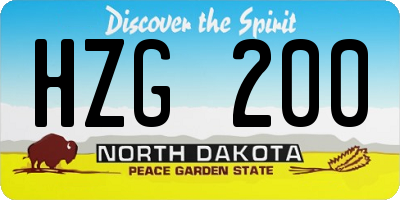 ND license plate HZG200