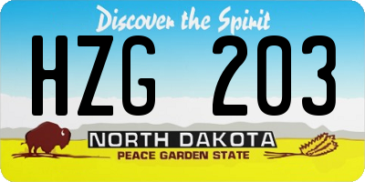 ND license plate HZG203