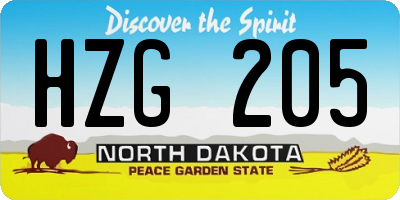 ND license plate HZG205