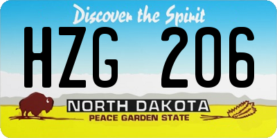 ND license plate HZG206