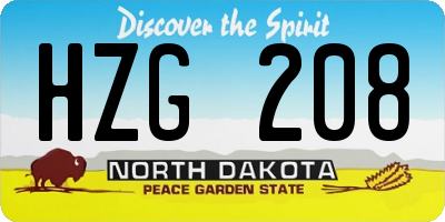 ND license plate HZG208