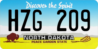 ND license plate HZG209
