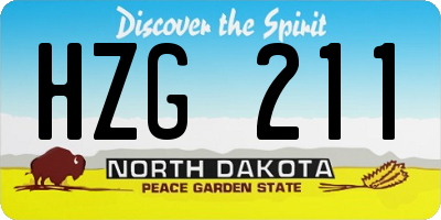 ND license plate HZG211