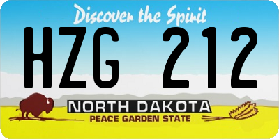 ND license plate HZG212