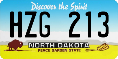 ND license plate HZG213