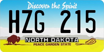 ND license plate HZG215