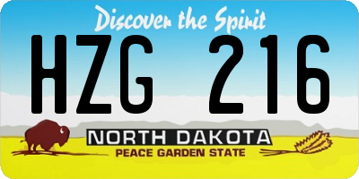 ND license plate HZG216