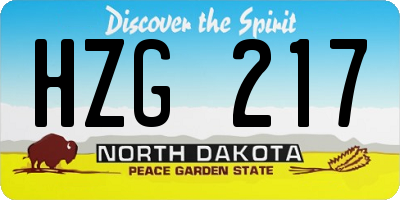 ND license plate HZG217
