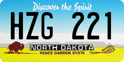 ND license plate HZG221