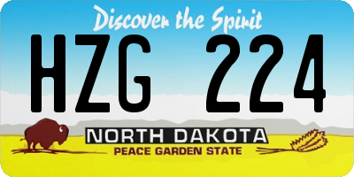 ND license plate HZG224