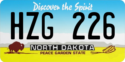 ND license plate HZG226