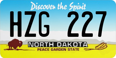 ND license plate HZG227