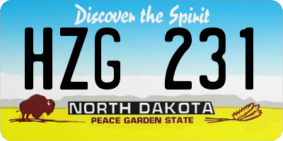 ND license plate HZG231