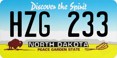 ND license plate HZG233