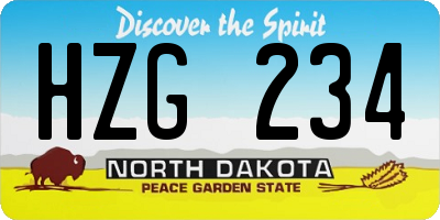 ND license plate HZG234