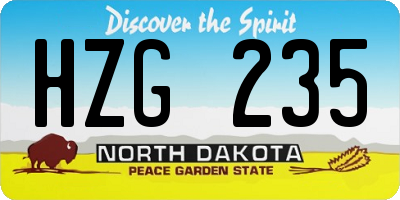 ND license plate HZG235