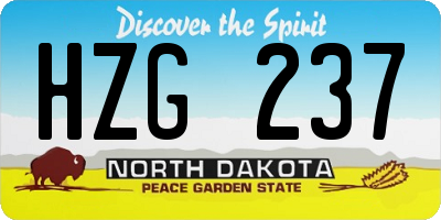 ND license plate HZG237