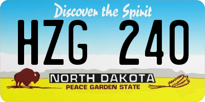 ND license plate HZG240