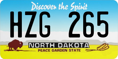 ND license plate HZG265