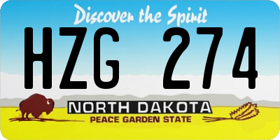 ND license plate HZG274