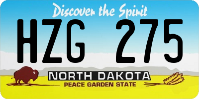 ND license plate HZG275