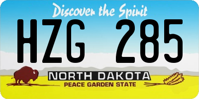 ND license plate HZG285