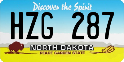 ND license plate HZG287