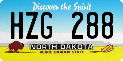 ND license plate HZG288