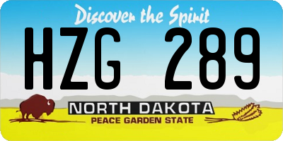 ND license plate HZG289
