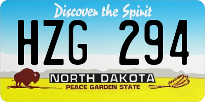 ND license plate HZG294