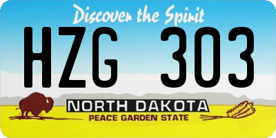ND license plate HZG303