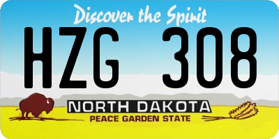 ND license plate HZG308