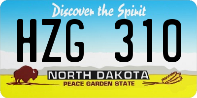 ND license plate HZG310