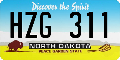 ND license plate HZG311