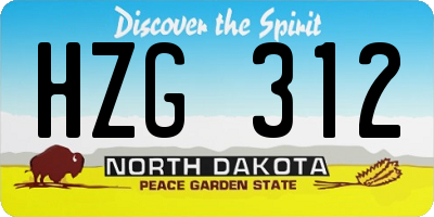 ND license plate HZG312