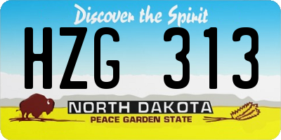 ND license plate HZG313