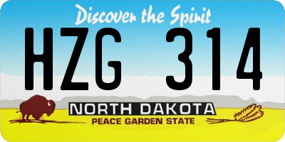 ND license plate HZG314