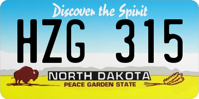 ND license plate HZG315
