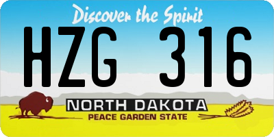 ND license plate HZG316