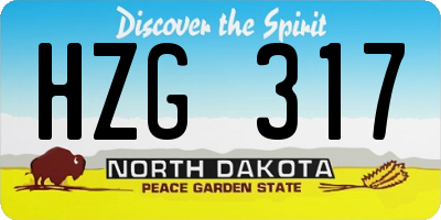 ND license plate HZG317