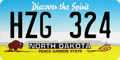 ND license plate HZG324